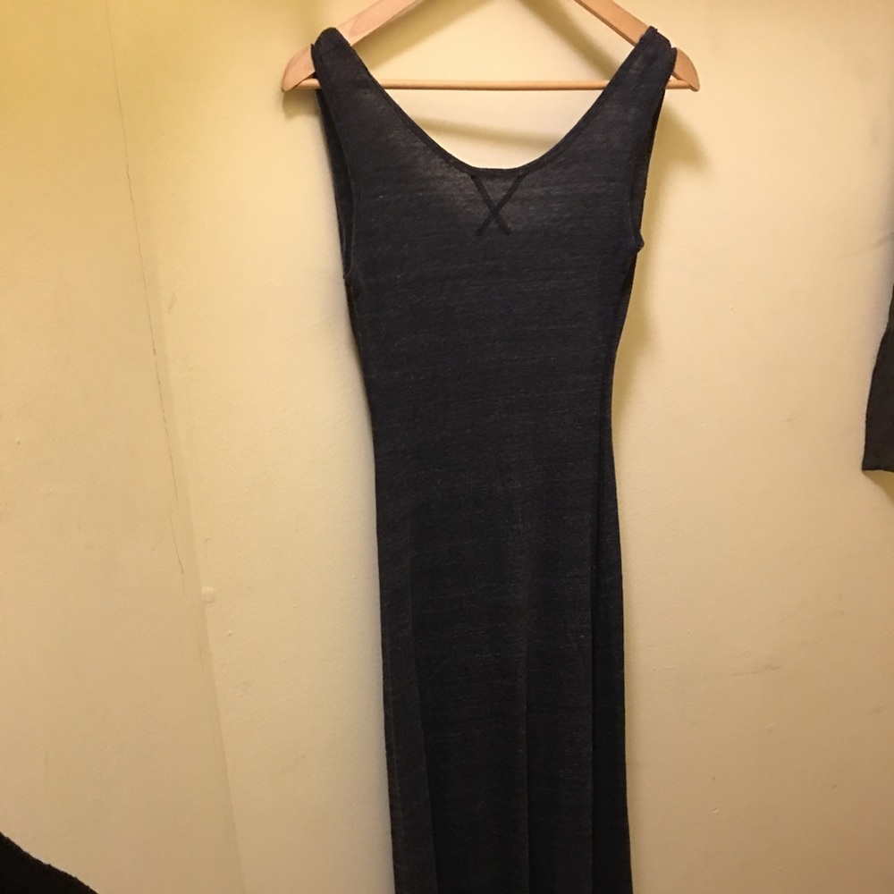 Alternative dark gray low back long dress